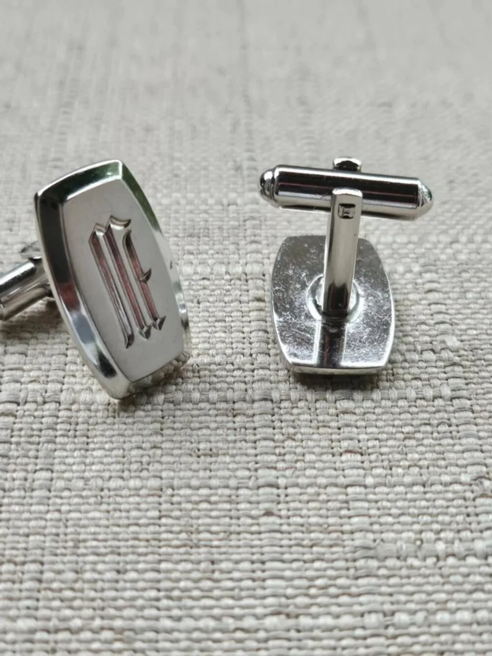 Vintage Hickok Men Cuff Links Silver Tone Shirt Cufflinks Stud Made in USA